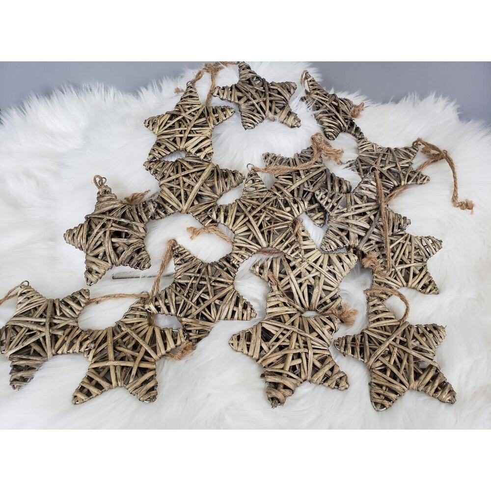 16 Rustic Star Metal Wire Wrapped Christmas Tree Ornaments cottage cabin nursery